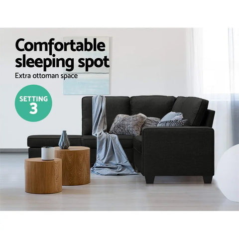 Artiss Modular Sofa Chaise Set 4-seater Dark Grey - Chez Guru