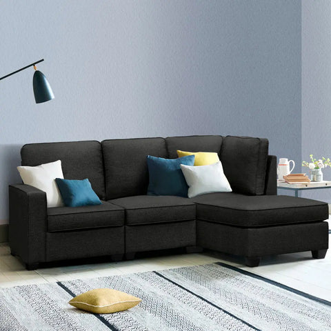 Artiss Modular Sofa Chaise Set 4-seater Dark Grey - Chez Guru