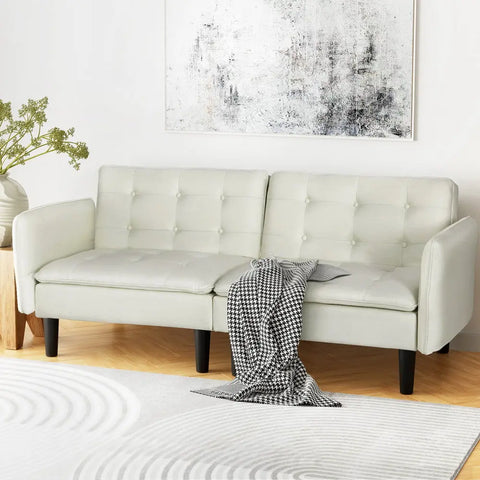 Artiss Sofa Bed 3 Seater Tufted Faux Linen Beige - Chez Guru