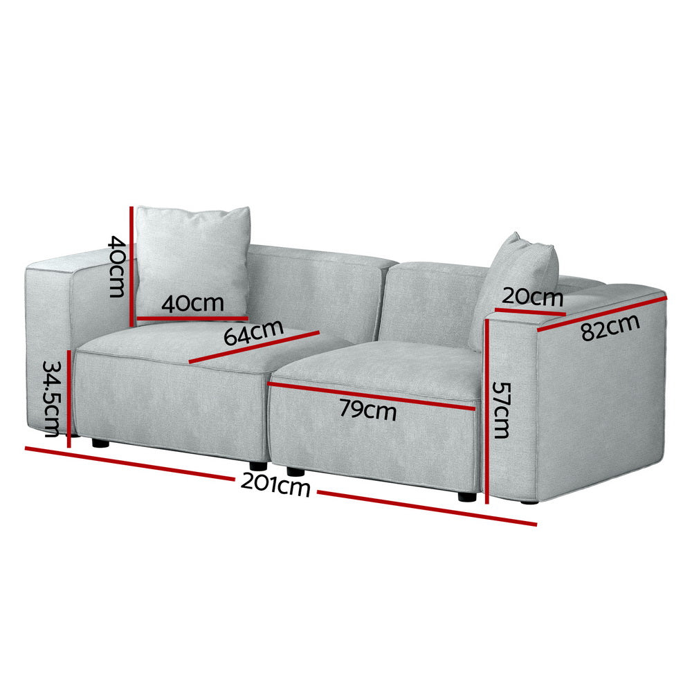 Artiss Modular Sofa Chaise Set 2-Seater Grey Chez Guru