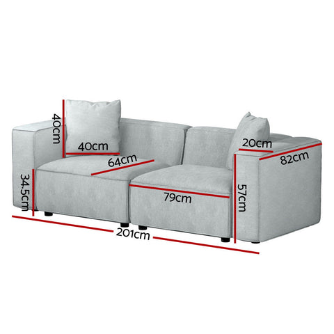Artiss Modular Sofa Chaise Set 2-Seater Grey Chez Guru