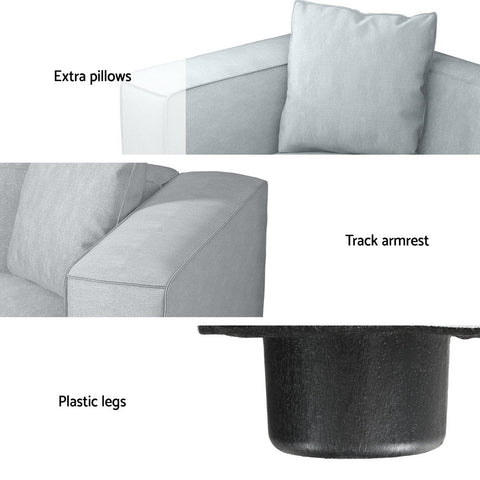 Artiss Modular Sofa Chaise Set 2-Seater Grey Chez Guru