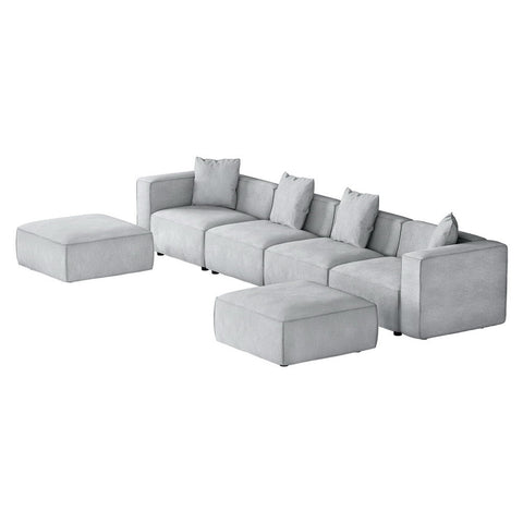 Artiss Modular Sofa Chaise Set 6-Seater Grey Chez Guru