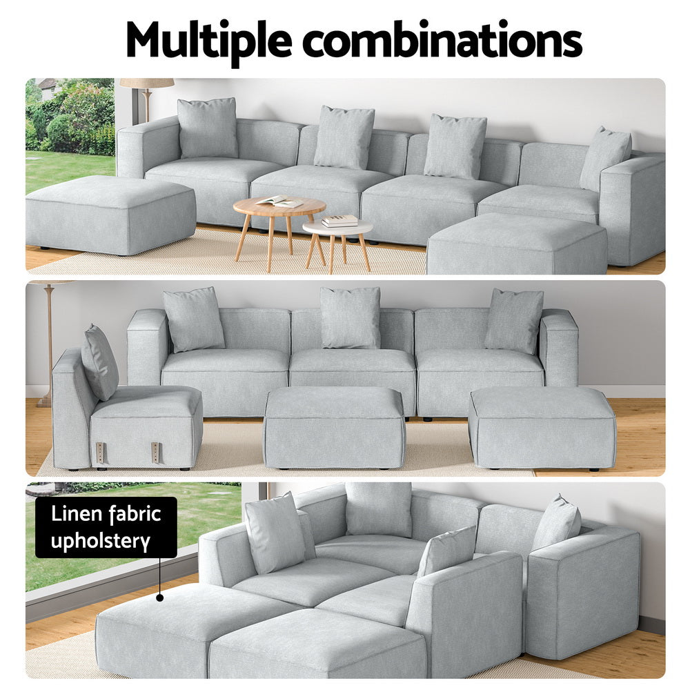 Artiss Modular Sofa Chaise Set 6-Seater Grey Chez Guru