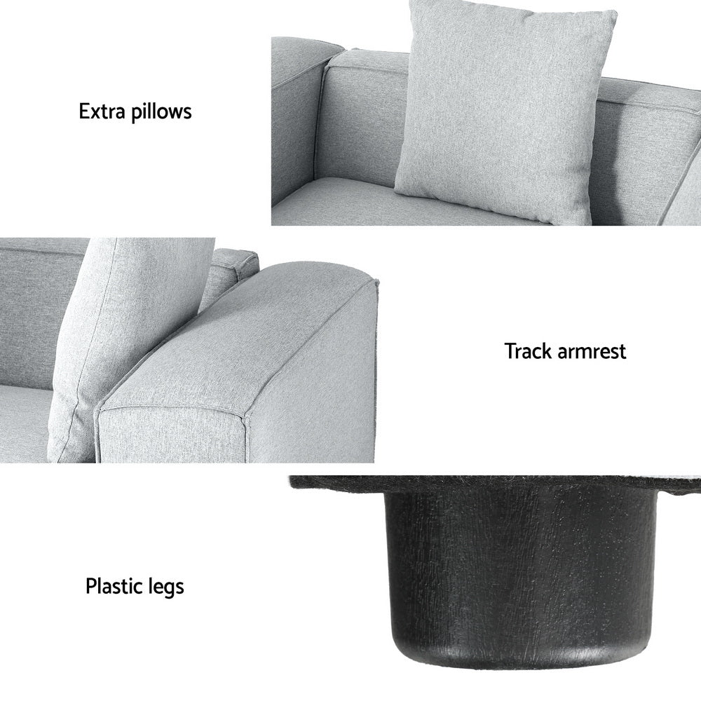 Artiss Modular Sofa Chaise Set 6-Seater Grey Chez Guru