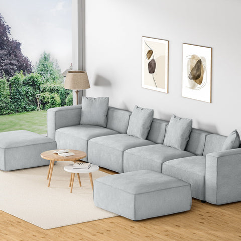 Artiss Modular Sofa Chaise Set 6-Seater Grey Chez Guru