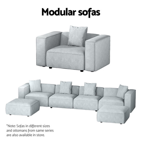 Artiss Modular Sofa Chaise Set 1-Seater Grey Chez Guru