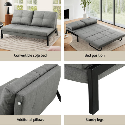Artiss Sofa Bed 2 Seater Folding Convertible Couch Recliner Lounge Chair