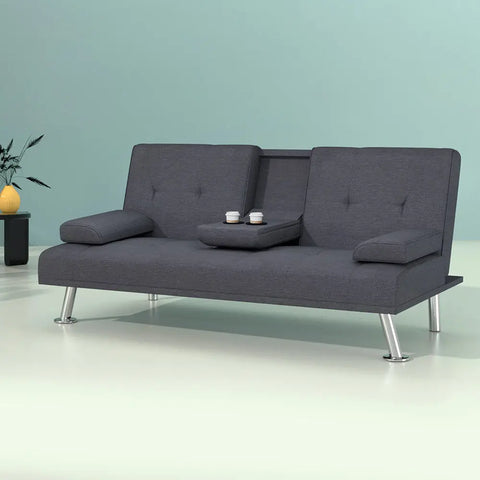 Artiss Sofa Bed 175CM Dark Grey Fabric - Chez Guru