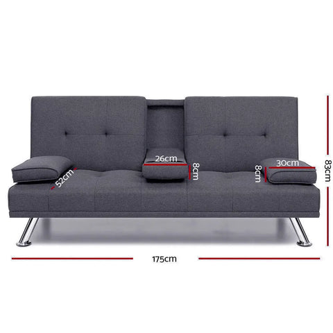 Artiss Sofa Bed 175CM Dark Grey Fabric - Chez Guru