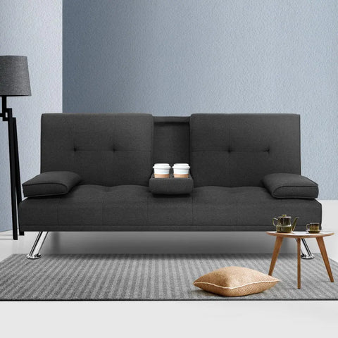 Artiss Sofa Bed 175CM Dark Grey Fabric - Chez Guru