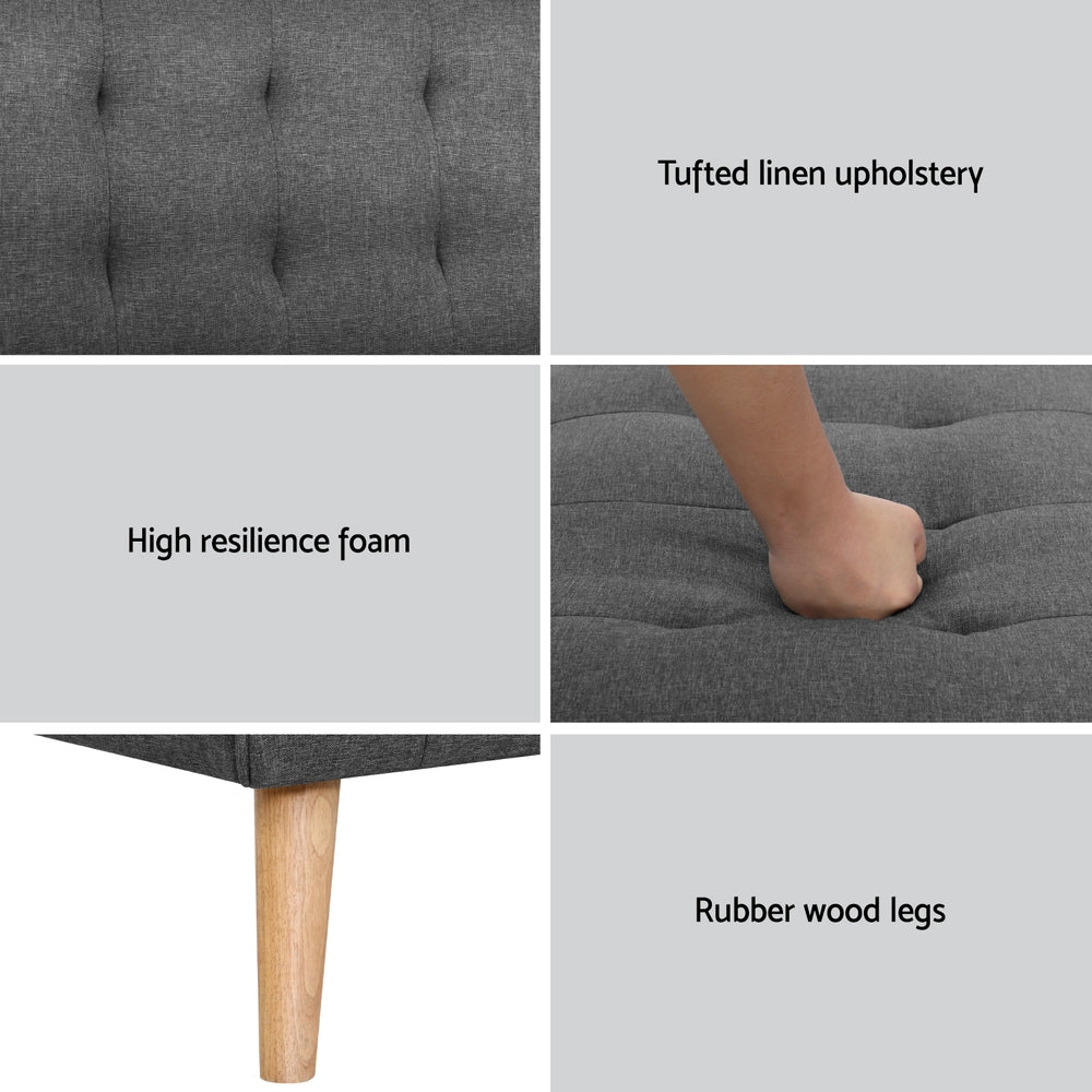 Artiss 2x Sofa Bed Couch Single Seater Fabric Grey Chez Guru