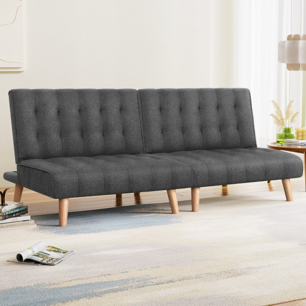 Artiss 2x Sofa Bed Couch Single Seater Fabric Grey Chez Guru