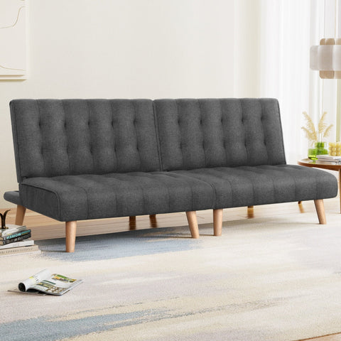 Artiss 2x Sofa Bed Couch Single Seater Fabric Grey Chez Guru
