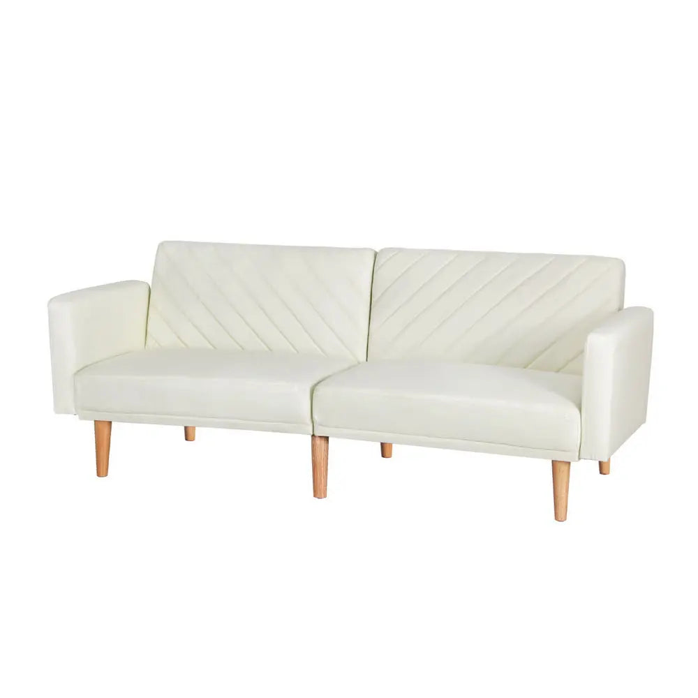 Artiss Sofa Bed 3 Seater Tilted Faux Linen Beige - Chez Guru
