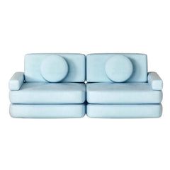 Artiss Sofa Bed 2 Seater Kid DIY Play Couch Velvet Blue - Chez Guru