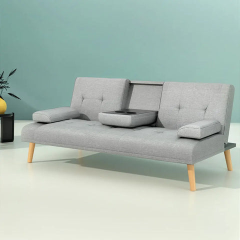 Artiss Sofa Bed 188CM Grey Faux Linen - Chez Guru