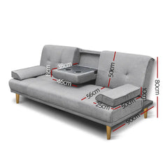 Artiss Sofa Bed 188CM Grey Faux Linen - Chez Guru