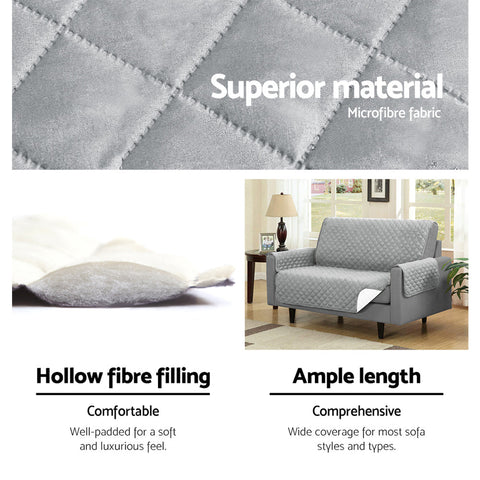 Artiss Sofa Cover Couch Covers 3 Seater Quilted Grey Chez Guru