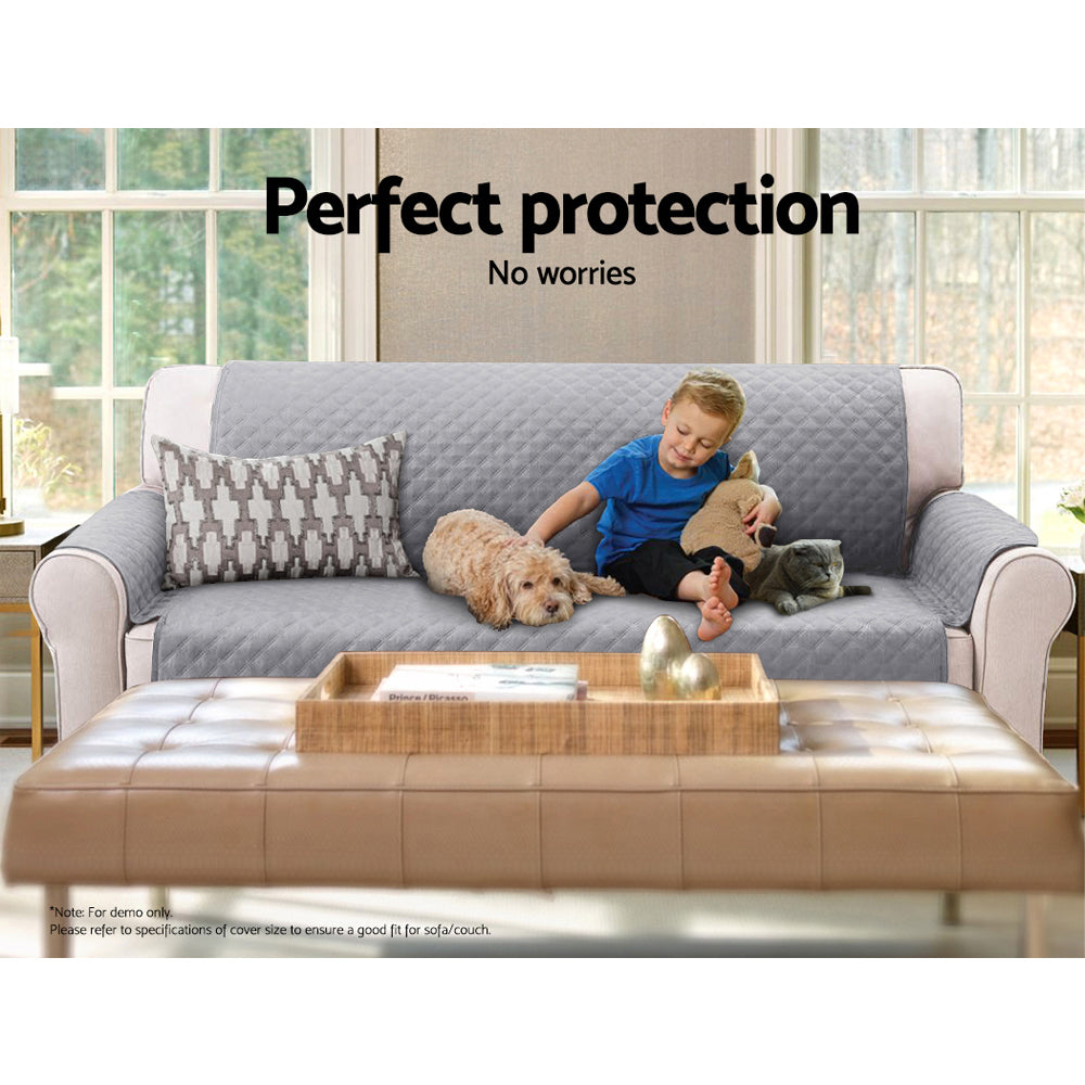 Artiss Sofa Cover Couch Covers 3 Seater Quilted Grey Chez Guru
