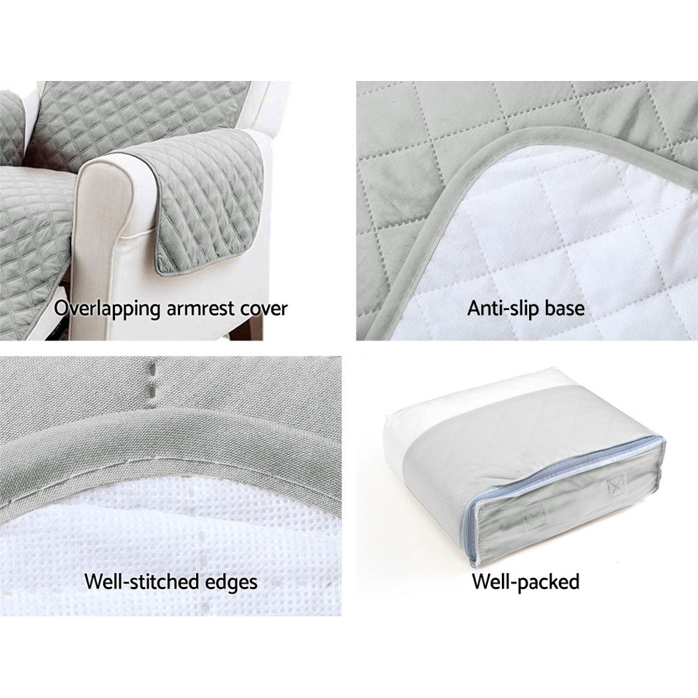 Artiss Sofa Cover Couch Covers 3 Seater Quilted Grey Chez Guru