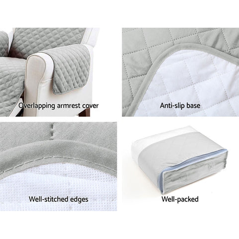 Artiss Sofa Cover Couch Covers 3 Seater Quilted Grey Chez Guru