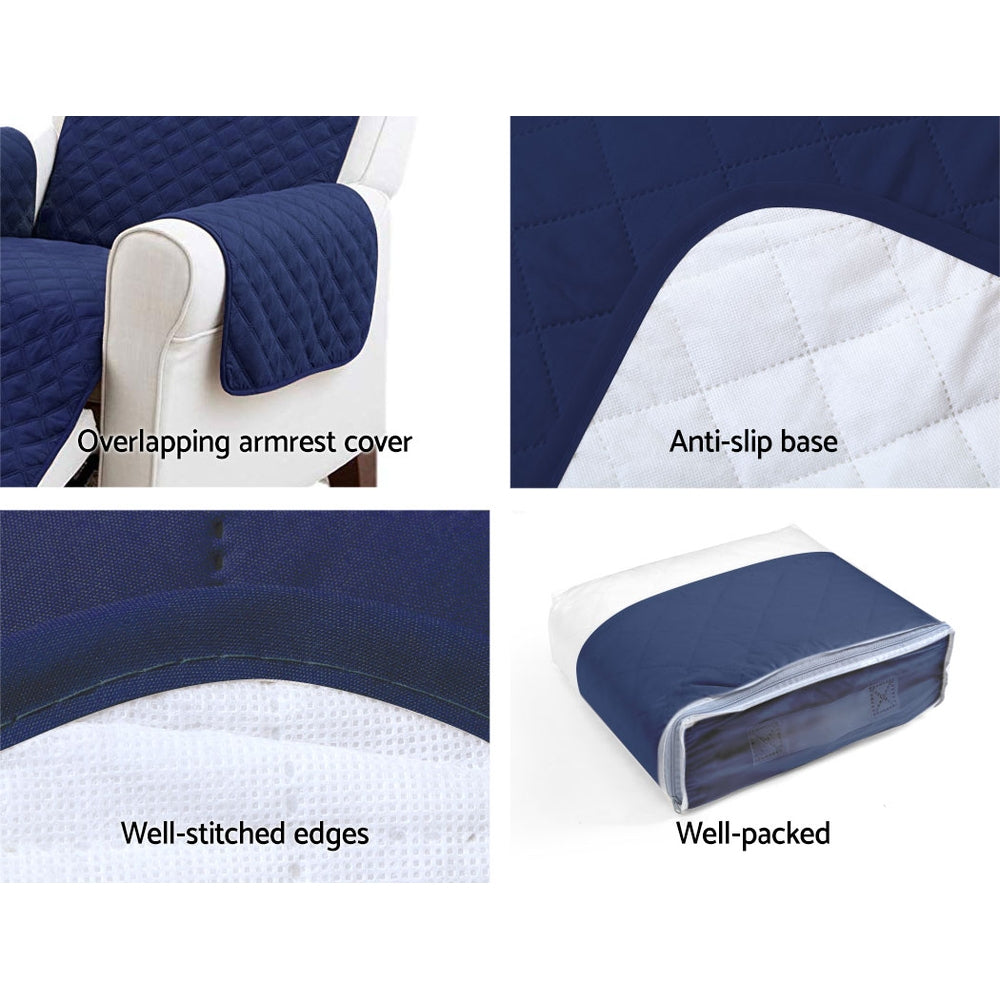 Artiss Sofa Cover Couch Covers 3 Seater Quilted Navy Chez Guru