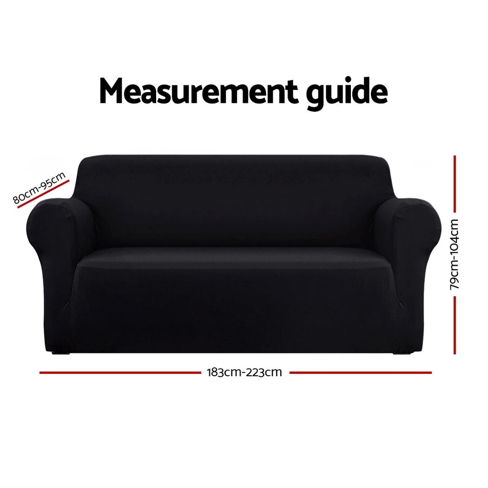 Artiss Sofa Cover Couch Covers 3 Seater Stretch Black Chez Guru