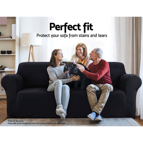 Artiss Sofa Cover Couch Covers 3 Seater Stretch Black Chez Guru