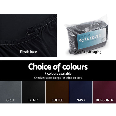 Artiss Sofa Cover Couch Covers 3 Seater Stretch Black Chez Guru