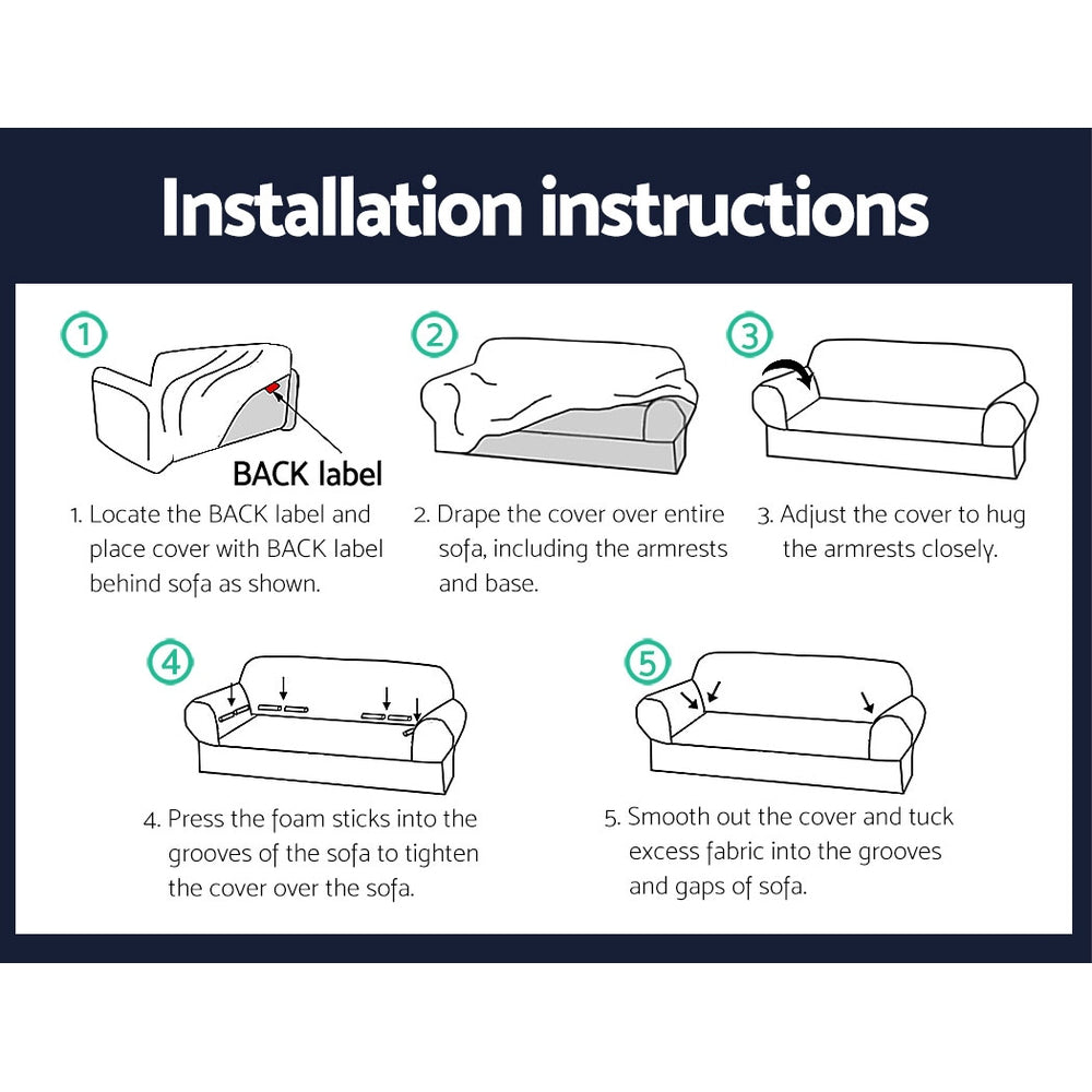 Artiss Sofa Cover Couch Covers 3 Seater Stretch Navy Chez Guru