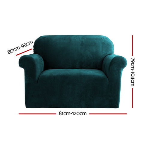 Artiss Sofa Cover Couch Covers 1 Seater Velvet Agate Green Chez Guru