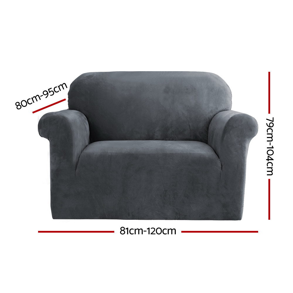 Artiss Sofa Cover Couch Covers 1 Seater Velvet Grey Chez Guru