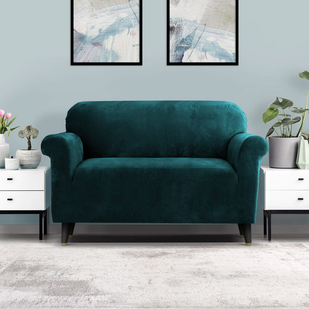 Artiss Sofa Cover Couch Covers 2 Seater Velvet Agate Green Chez Guru