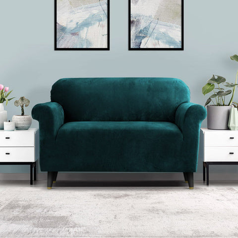 Artiss Sofa Cover Couch Covers 2 Seater Velvet Agate Green Chez Guru