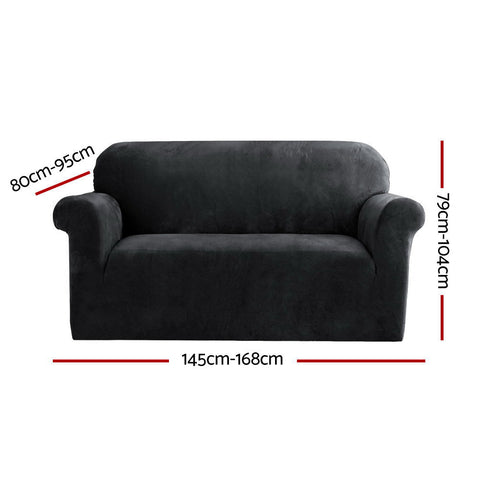 Artiss Sofa Cover Couch Covers 2 Seater Velvet Black Chez Guru