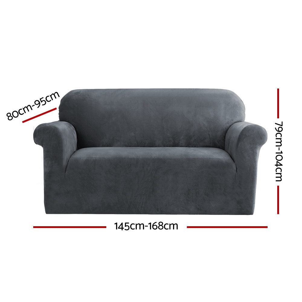 Artiss Sofa Cover Couch Covers 2 Seater Velvet Grey Chez Guru