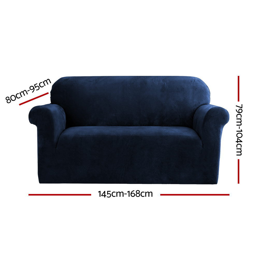 Artiss Sofa Cover Couch Covers 2 Seater Velvet Sapphire Chez Guru