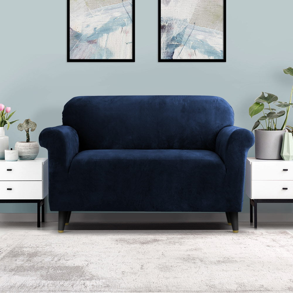 Artiss Sofa Cover Couch Covers 2 Seater Velvet Sapphire Chez Guru