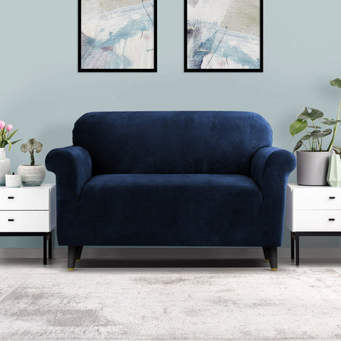 Artiss Sofa Cover Couch Covers 2 Seater Velvet Sapphire Chez Guru