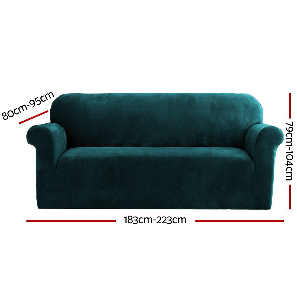 Artiss Sofa Cover Couch Covers 3 Seater Velvet Agate Green Chez Guru