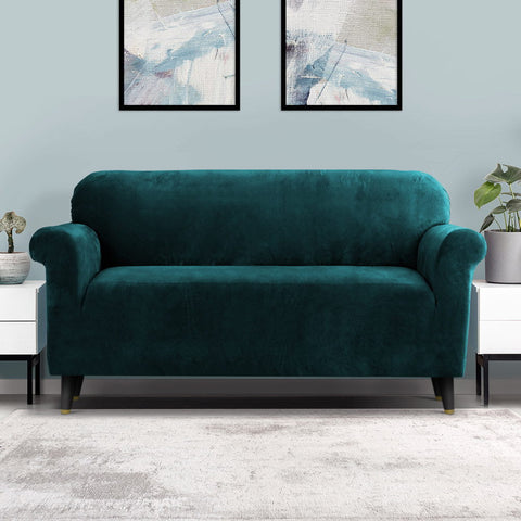 Artiss Sofa Cover Couch Covers 3 Seater Velvet Agate Green Chez Guru