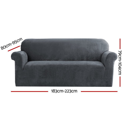 Artiss Sofa Cover Couch Covers 3 Seater Velvet Grey Chez Guru