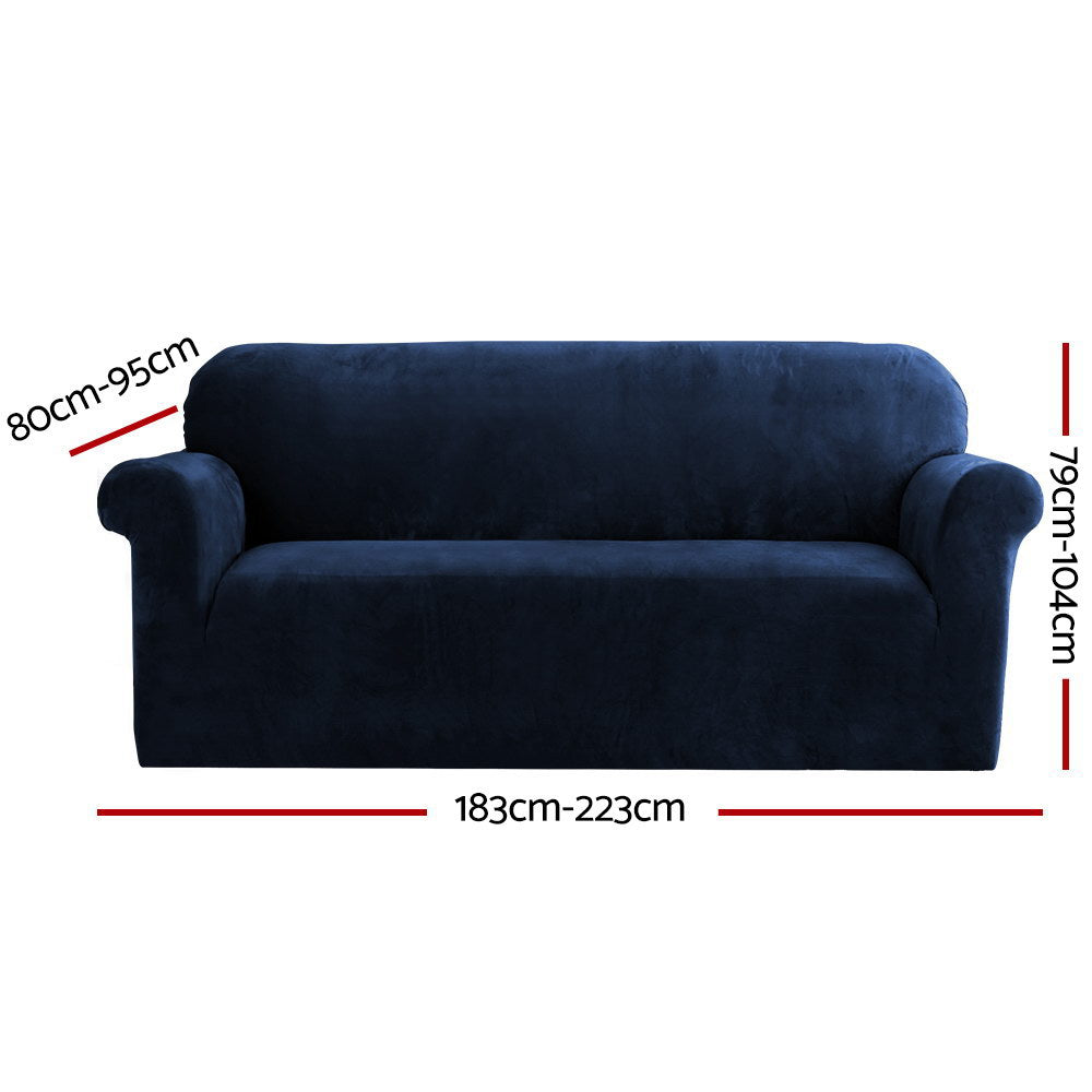 Artiss Sofa Cover Couch Covers 3 Seater Velvet Sapphire Chez Guru