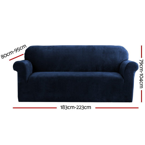 Artiss Sofa Cover Couch Covers 3 Seater Velvet Sapphire Chez Guru