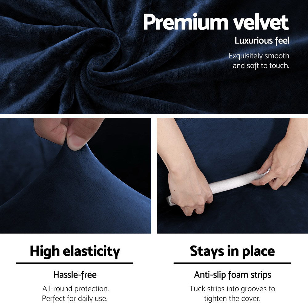 Artiss Sofa Cover Couch Covers 3 Seater Velvet Sapphire Chez Guru