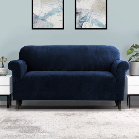 Artiss Sofa Cover Couch Covers 3 Seater Velvet Sapphire Chez Guru