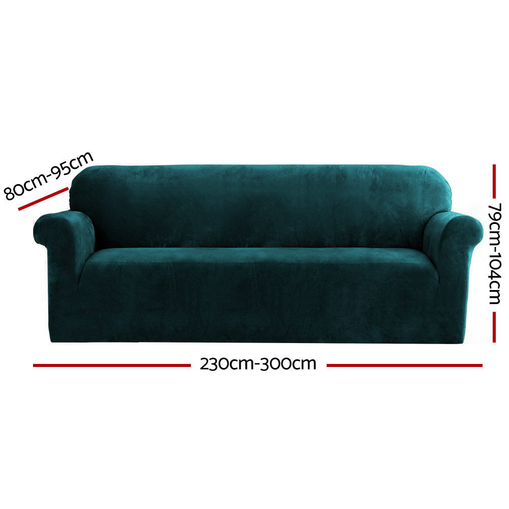Artiss Sofa Cover Couch Covers 4 Seater Velvet Agate Green Chez Guru