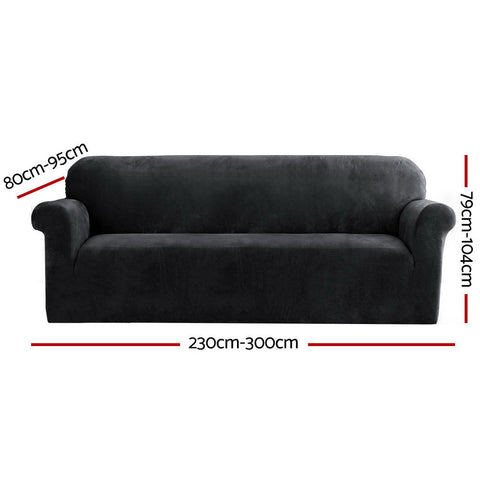 Artiss Sofa Cover Couch Covers 4 Seater Velvet Black Chez Guru