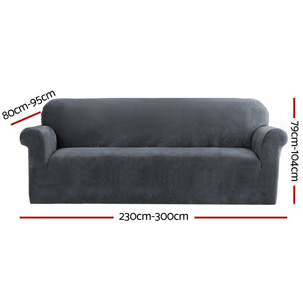 Artiss Sofa Cover Couch Covers 4 Seater Velvet Grey Chez Guru